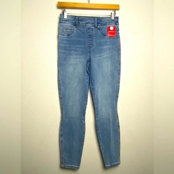 Spanx Ankle Skinny Pull On Jeans In Light Vintage Wash - Size Small Petite - New - Picture 3 of 12